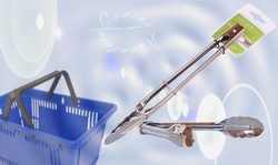 Spring Loaded Steel Tongs Medium